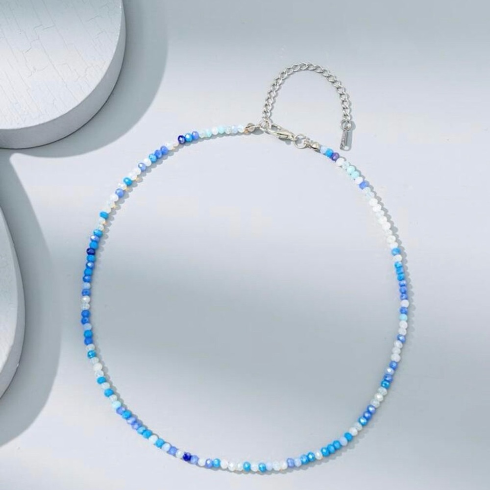 Oceanic Blue and White Beaded Necklace